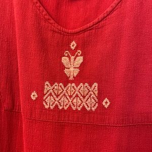 Red Mexican dress 100% cotton